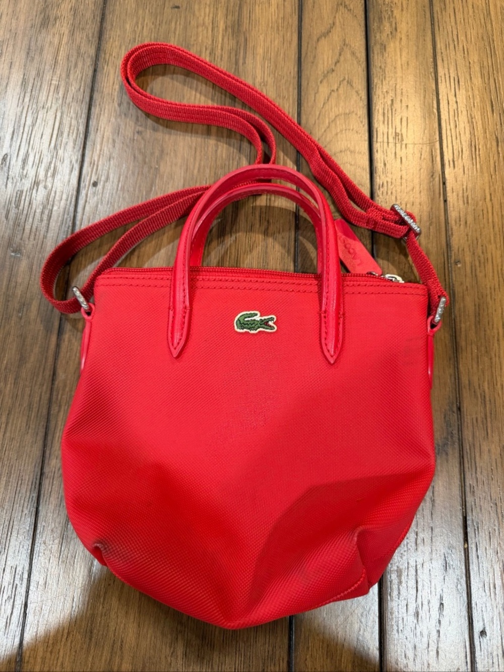 Lacoste Red Canvas Mini Crossbody Bag
